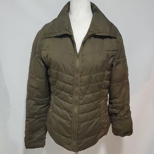 Mossimo Supply Co Green Puffer Jacket with Chevron Quilting